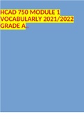 HCAD 750 MODULE 1 VOCABULARLY 2021/2022 GRADE A