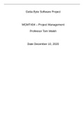 MGMT404 – Project Management Getta Byte Software Project Part 2  Devry University 