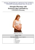 Summary Abruptio Placentae with Preterm Labor and Delivery UNFOLDING Reasoning Michelle Moore, 38 years old