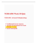 NURS 6501N/NURS 6501 Week 10 Quiz -(Latest 3 Versions), Advanced Pathophysiology