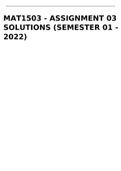 MAT1503 - ASSIGNMENT 03 SOLUTIONS (SEMESTER 01 -2022) 