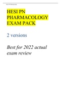 HESI PN PHARMACOLOGY EXAM PACK  2 versions  Best for 2022 actual exam review