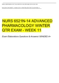 NURS 6521N-14 ADVANCED  PHARMACOLOGY WINTER QTR EXAM - WEEK 11 