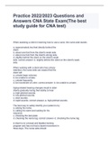 Practice 2022/2023 Questions and Answers CNA State Exam(The best study guide for CNA test)