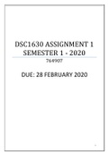 DSC1630 ASSIGNMENT 1 ,2,3 & 4SEMESTER 1 -  combined package | Questions And And Answers