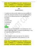 HESI RN PHARMACOLOGY EXAM Q & A 100% CORRECTLY VERIFIED ANSWERS LATEST UPDATE 2022/2023 GRADED A+