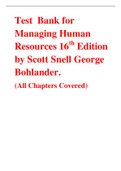 Test  Bank for Managing Human Resources 16th Edition by Scott Snell George Bohlander