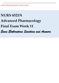 NURS 6521N Advanced Pharmacology Final Exam Week 11 Exam Elaborations Questions and Answers Walden University