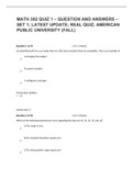 MATH 302 QUIZ 1 – QUESTION AND ANSWERS – SET 1; LATEST UPDATE; REAL QUIZ; AMERICAN PUBLIC UNIVERSITY (FALL)