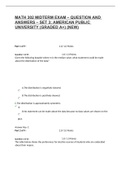 MATH 302 MIDTERM EXAM – QUESTION AND ANSWERS – SET 3; AMERICAN PUBLIC UNIVERSITY (GRADED A+) (NEW)