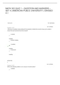 MATH 302 QUIZ 1 – QUESTION AND ANSWERS – SET 4 | AMERICAN PUBLIC UNIVERSITY | GRADED A +