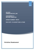 Administrative Law - ADL2601 ASSIGNMENT 01 OF SEMESTER 02, 2022