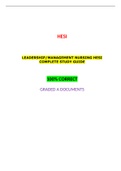 LEADERSHIPMANAGEMENT NURSING HESI COMPLETE STUDY GUIDE: LATEST-2022