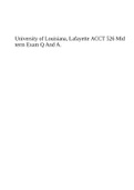 University of Louisiana, Lafayette ACCT 526 Mid term Exam Q And A