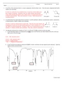 Answer Key for Fourth Quiz in Organic Chemistry