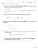 Answer Key for Fifth Quiz in Organic Chemistry 