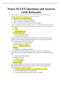 NUR 265 Neuro NCLEX Questions and Answers (with Rationale)