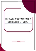 FBE2604 ASSIGNMENT 2 SEMESTER 2 - 2022