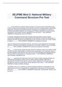 SEJPME Mod 2- National Military Command Structure Pre Test (Latest 2022/2023)