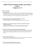 NR228/ NR 228 Nutrition, Health, and Wellness (Study Guide Week 2) Chapters 4, 7, 8