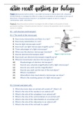 AQA GCSE BIOLOGY FULL COURSE 9-1 ACTIVE RECALL QUESTIONS (answers available)