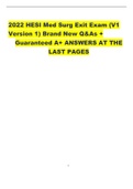 2024 HESI Med Surg Exit Exam (V1 Version 1) Brand New Q&As +   Guaranteed A+ ANSWERS AT THE LAST PAGES