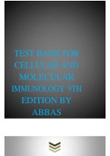 TEST BANK FOR CELLULAR AND MOLECULAR IMMUNOLOGY 9TH EDITION BY ABBAS