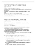 AQA A LEVEL BIOLOGY CHAPTER 19 POPULATIONS IN ECOSYSTEMS NOTES