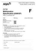 AQA GCSE Mathematiccs Specification(8300/2F) Paper2Foundationtier