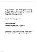 Department	of	Entrepreneurship, Supply Chain, Transport, Tourism & Logistics Management  MNP2602/MO001/4/2017 