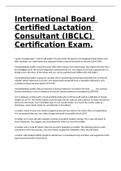 International Board Certified Lactation Consultant (IBCLC) Certification Exam./ 100% correct answers