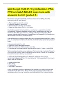 Med Surg I NUR 317 Hypertension, PAD, PVD and AAA NCLEX questions with answers Latest graded A+