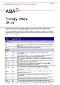 AQA BIOLOGY ESSAY TITLES VERSION 2