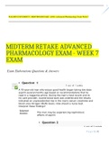 WALDEN UNIVERSITY |NURS 6501>MIDTERM RETAKE | (2021) Advanced Pharmacology Exam Week 7 Graded A 