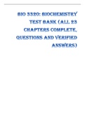 BIO 3320: BioChemistry Test Bank (All 23 chapters complete, Questions and Verified Answers)
