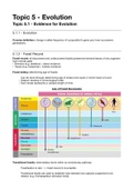 Summary of IB Biology Topic 5 (Evolution & Biodiversity)