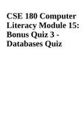 CSE 180-Computer Literacy Module 15 Databases Quiz 3.