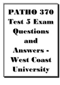 PATHO 370 Test 5 Exam Questions and Answers - West Coast University