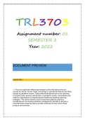 TRL3703 ASSIGNMENT 1 SEMESTER 2 2022