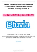 Walden University:NURS 6670 Midterm Exam Latest-Questions and Verified Answers (Already Graded A)