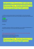 HESI PHARMACOLOGY VERSION 2 (V2) nurs4003b, 120 Q&A 2021-2022.