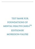 Foundations Of Mental Health Care , 6th Edition Test Bank By Morrison-Valfre