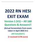 2022 RN HESI EXIT EXAM Version 1 (V1) – All 160 Questions & Answers