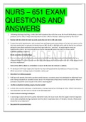 NURS – 651 EXAM QUESTIONS AND ANSWERS