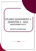 LPL4802 ASSIGNMENT 1 SEMESTER 2 - 2022 (826474)