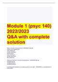 Module 1 (psyc 140) 2022/2023 Q&A with complete solution