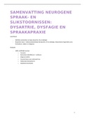 Samenvatting Dysartie, Dysfagie en Spraakapraxie 