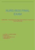 NURS 6630 FINAL EXAM NURS 6630 – Psychopharmacologic Approaches to Treatment of Psychopathology