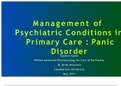 NR 566 Week 7 Assignment; Management of Psychiatric Conditions in Primary Care;  Panic Disorder