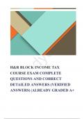 H&R BLOCK INCOME TAX COURSE EXAM COMPLETE QUESTIONS AND CORRECT DETAILED ANSWERS (VERIFIED ANSWERS) |ALREADY GRADED A+